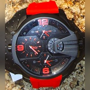 Diesel Uber Chief Three-Hand Red Silicone Watch